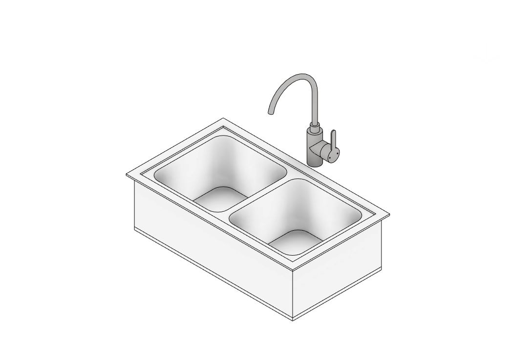 revit undermount double kitchen sink